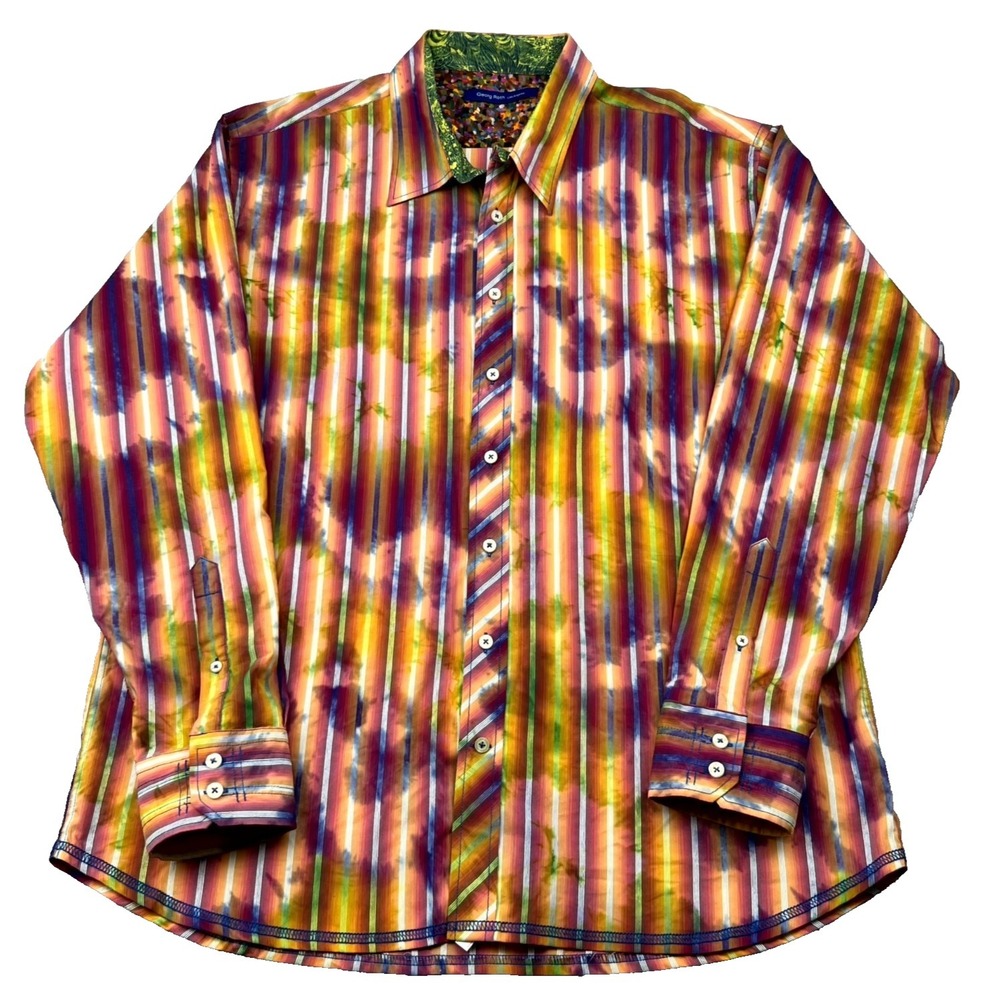 AOP‎ Georg Roth 2XL Los Angeles Shirt Multicolor Cotton Rainbow Striped Button